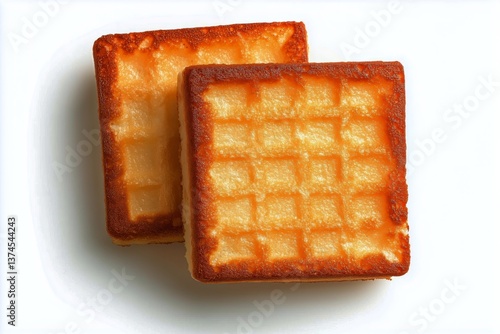 Delicious Golden Waffles Stacked on a White Plate Ready for Breakfast or Dessert