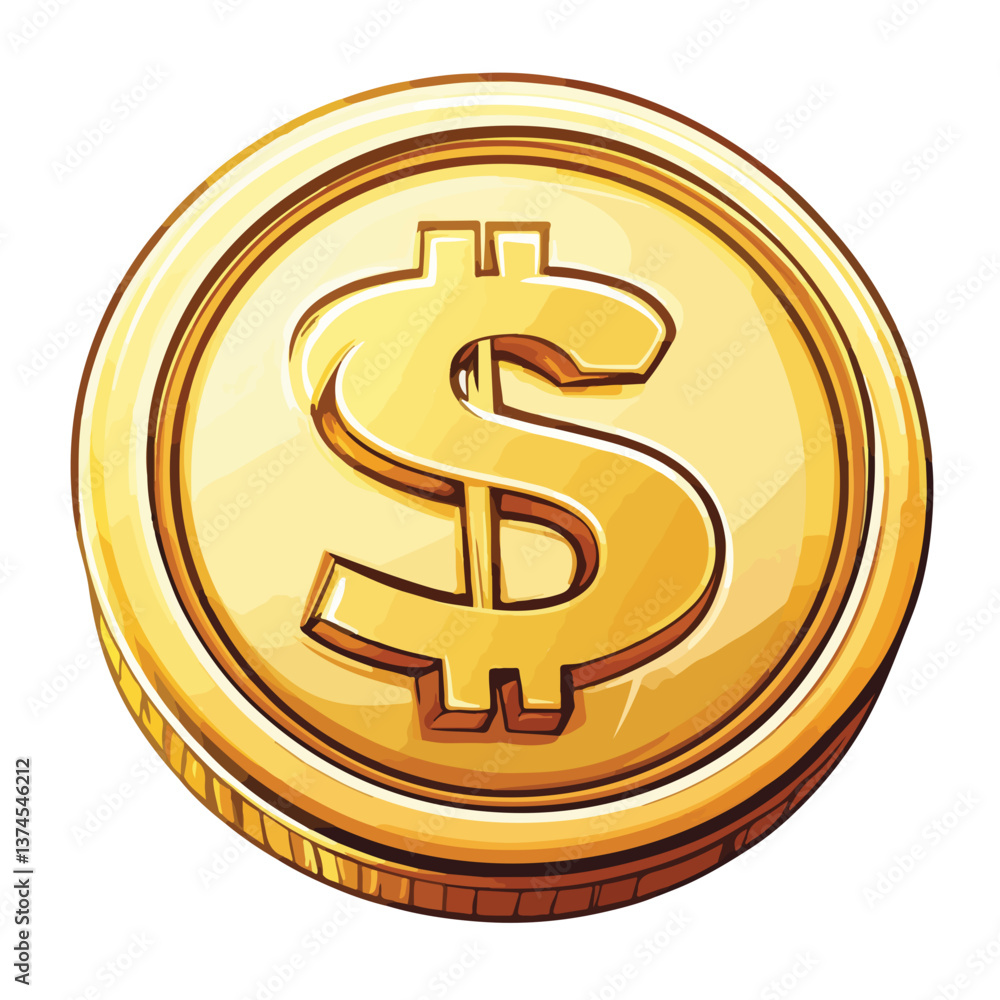 Obraz premium Money coin icon. Flat gold coin vector with currency symbol. isolate on white background.