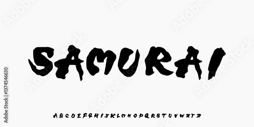 Hand Drawn font japan style letters alphabet font Uppercase for design vector and illustration