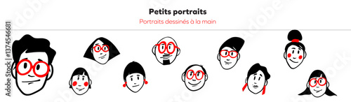 Portraits minimalistes dessinés à la main