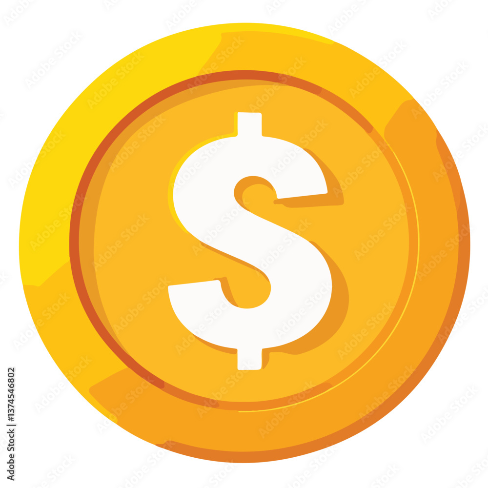Money coin icon. Flat gold coin vector with currency symbol. isolate on white background. Money coin icon. Flat gold coin vector with currency symbol. isolate on white background.