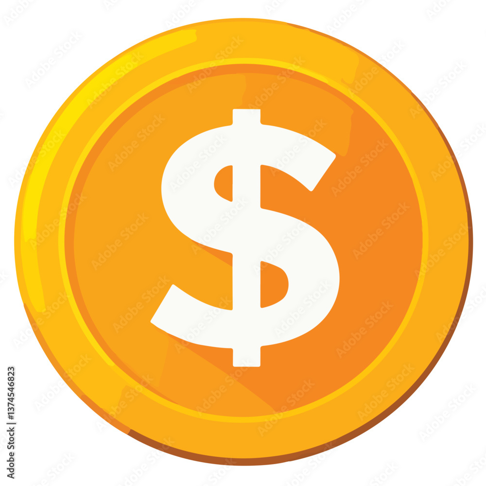 Money coin icon. Flat gold coin vector with currency symbol. isolate on white background. Money coin icon. Flat gold coin vector with currency symbol. isolate on white background.
