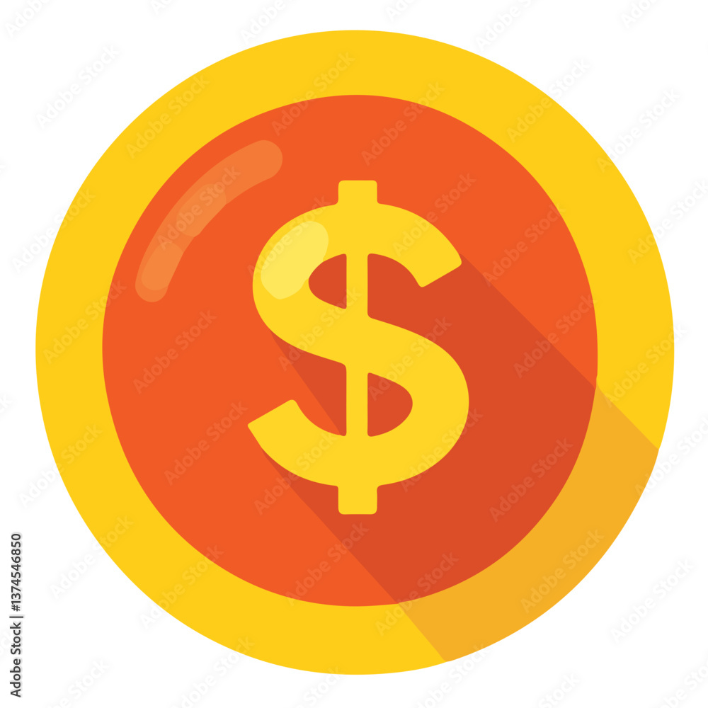 Money coin icon. Flat gold coin vector with currency symbol. isolate on white background. Money coin icon. Flat gold coin vector with currency symbol. isolate on white background.