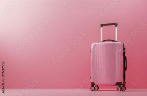 Stylish Pink Suitcase Stands on a Solid Pink Background Ready for Travel and ...