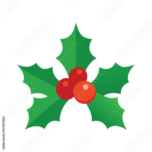 christmas holly berry leaves vector illustration 