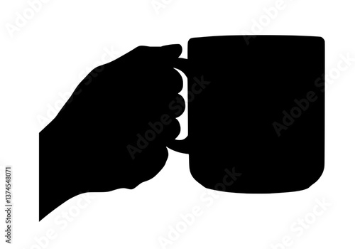 Hand Holding Mug Silhouette Vector Icon for Mindful Break Ritual