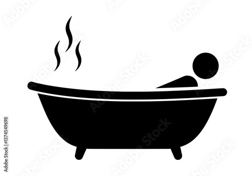 Relaxing Bath Silhouette Vector Icon for Self Care and Stress Relief