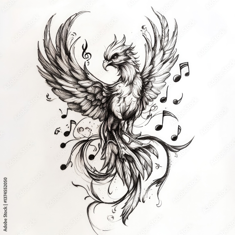 Fototapeta premium bird, phoenix, tattoo style, eagle, vector, tattoo, illustration, wings, wing, animal, feather, angel, design, silhouette, art, black, flying, symbol, drawing, nature, head, wild, fly, wildlife, triba