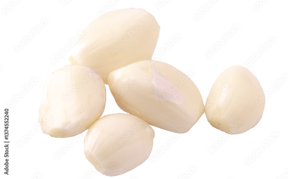 peeled garlic cloves on white background peeled garlic cloves on white background