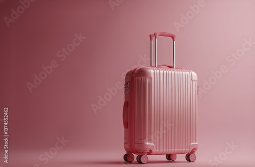 Stylish Pink Suitcase Stands on a Solid Pink Background Ready for Travel and ...