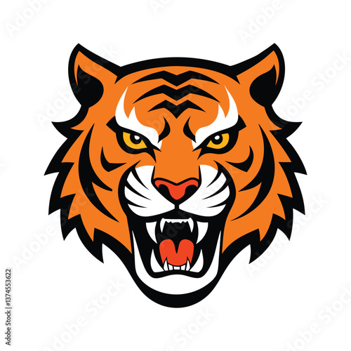 tiger angry head vector art illustration 