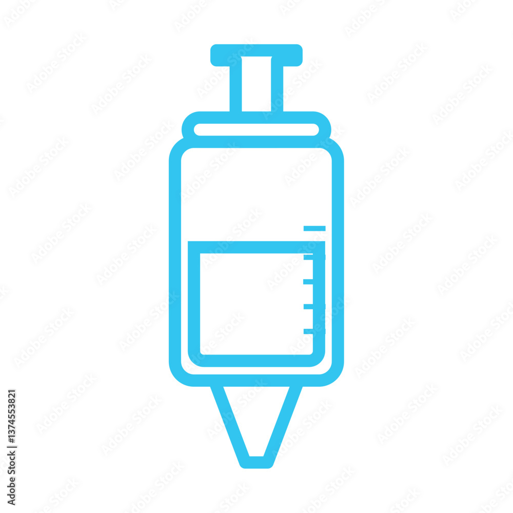 Blue Line Vector Illustration of a Medical Syringe Representing Healthcare, Vaccination, and Injection Equipment for Medical Use Blue Line Vector Illustration of a Medical Syringe Representing Healthcare, Vaccination, and Injection Equipment for Medical Use