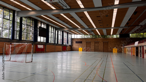 Empty european gym class for school sports no people