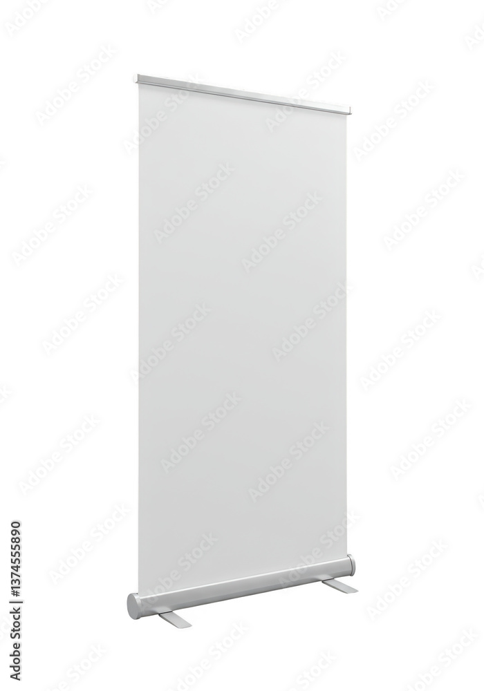 A blank white retractable banner stand A blank white retractable banner stand