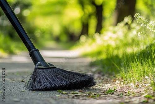 Wallpaper Mural Clean park path with broom showing dedication to nature preservation Generative AI Torontodigital.ca