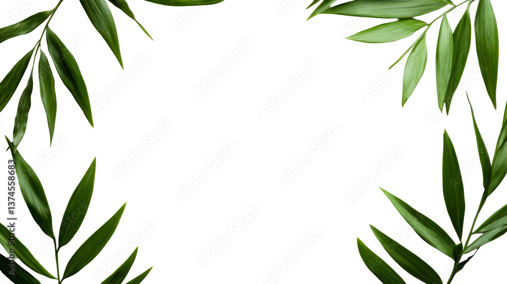 Tropical leaves border on black background for design, cut out transparent Tropical leaves border on black background for design, cut out transparent