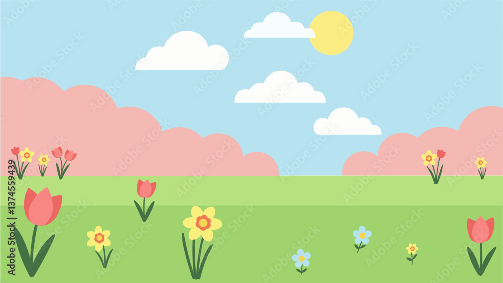 Spring landscape with flowers Spring landscape with flowers