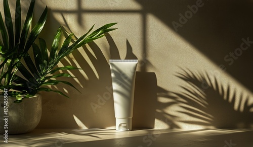 Minimalist Skincare Product Displayed on Soft Fabric Under Natural Light
