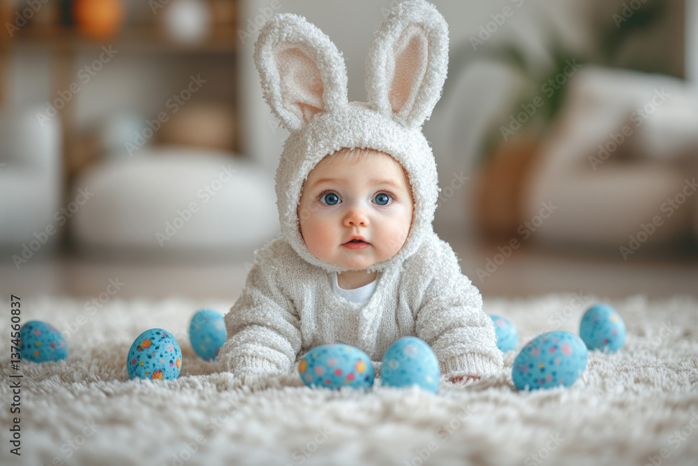 A child dressed as the Easter Bunny, playful and festive, holiday theme