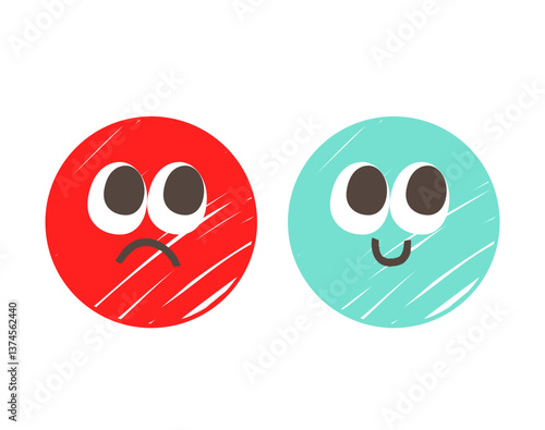 Set of green and red color ...