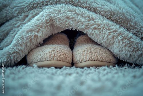 A pair of slippers peeking ...