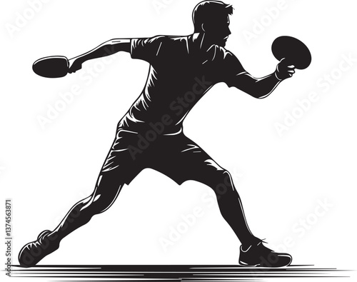 Table Tennis player holding Racket silhouette