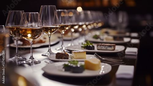 A tasting session of scotch paired with aged British cheeses, including Blue Stilton and Shropshire, beautifully plated