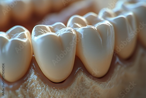 Close up View of Healthy Teeth Showcasing Dental Anatomy and Structure in a D...