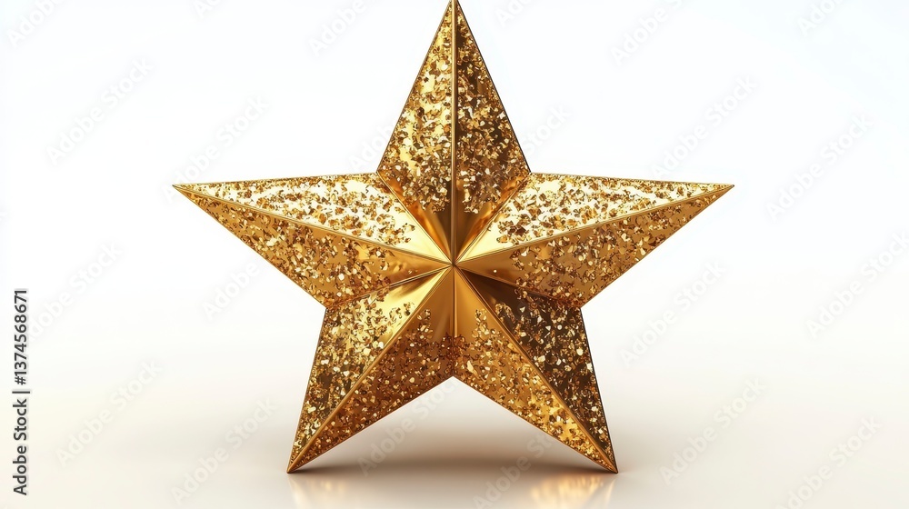 Golden star with textured, sparkly surface Golden star with textured, sparkly surface