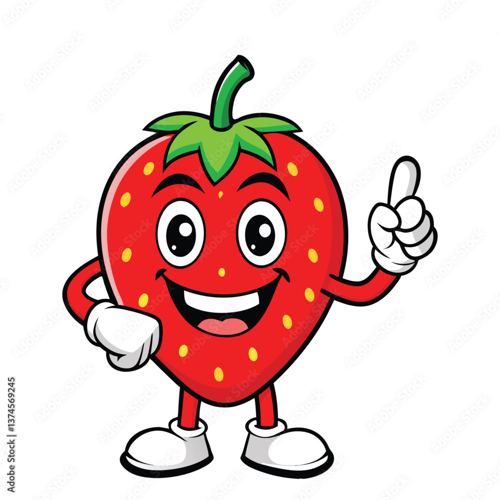 Obraz premium Strawberry Cute Happy Fruit Character Cartoon Illustration