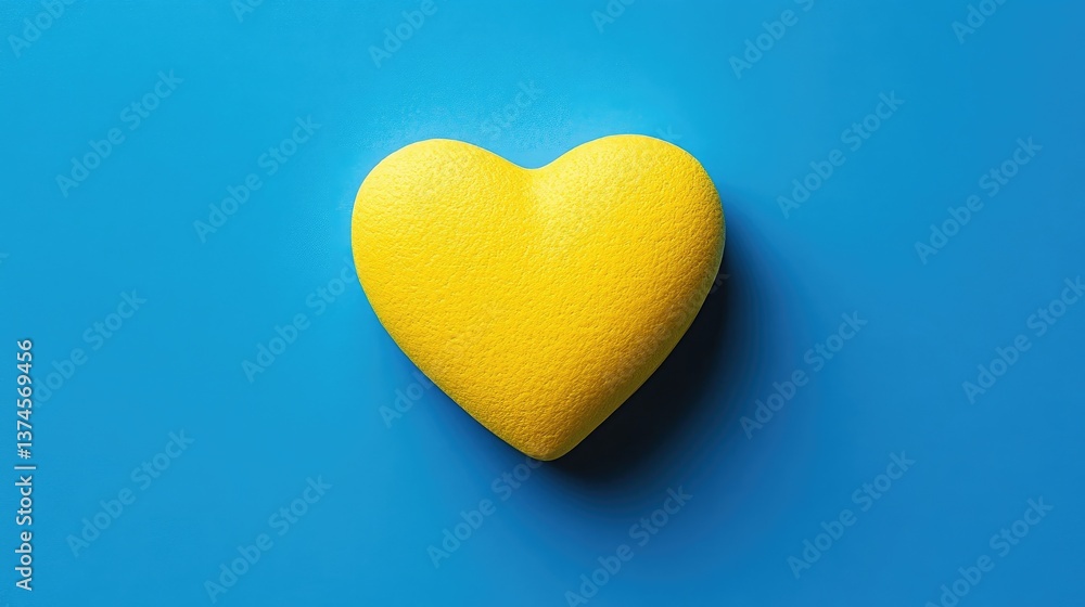 A vibrant yellow heart shape centered on a bright royal blue background. A vibrant yellow heart shape centered on a bright royal blue background.