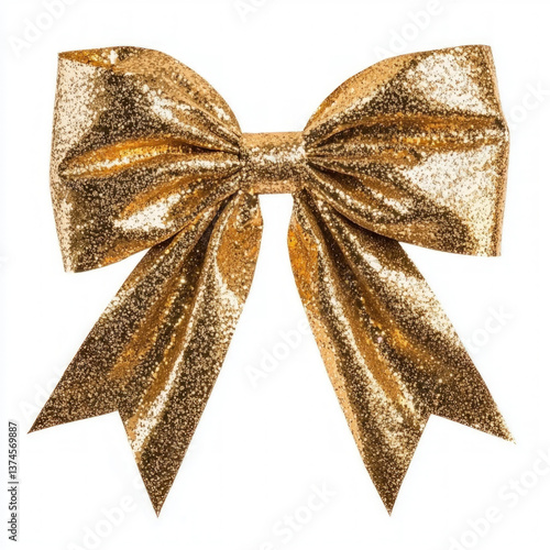 gold christmas bow isolated