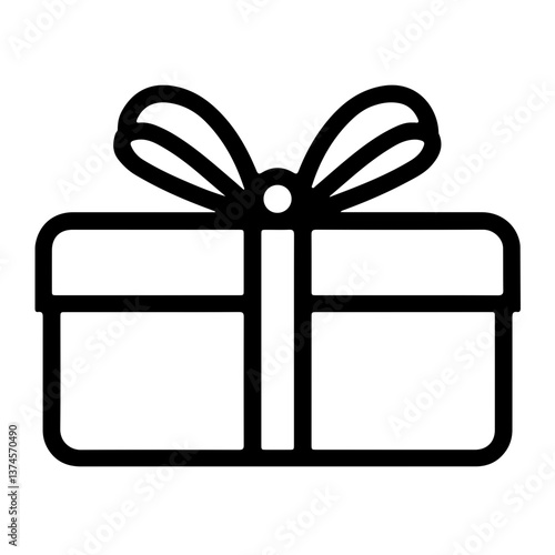 Gift box icon in minimal outline design as concept of ecommerce promotion product bonus holiday packaging campaign and shop-related visuals