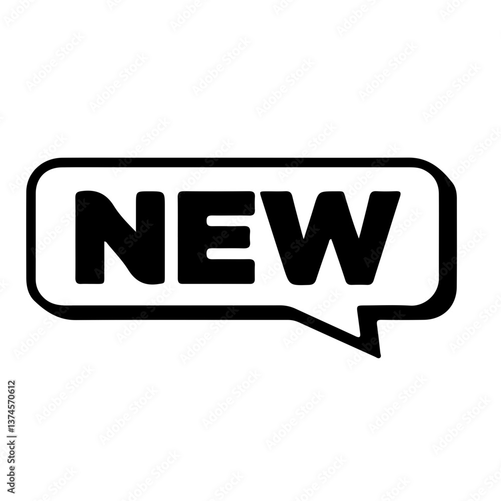 New message bubble icon in outline style as concept of ecommerce announcement marketing label release update and product arrival banner New message bubble icon in outline style as concept of ecommerce announcement marketing label release update and product arrival banner