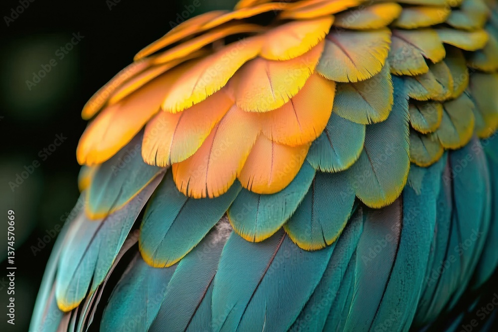 Fototapeta premium Vibrant bird feathers. AI.