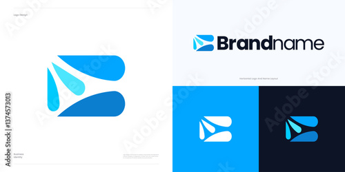 Letter C or B with liquid water drop concept logo icon design editable element vector illustration, Initial symbol C or B fluid for nature and business brand identity.