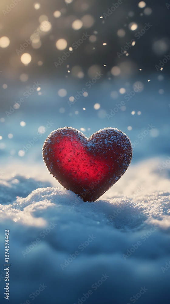 Obraz premium Heart shaped ice sculpture gleaming in the winter light photos