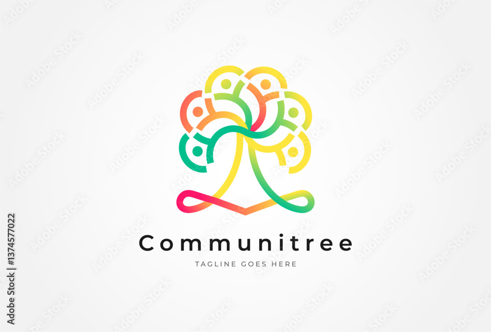 People logo design. Community human form a tree symbol of growth. people logo design template element. vector illustration People logo design. Community human form a tree symbol of growth. people logo design template element. vector illustration