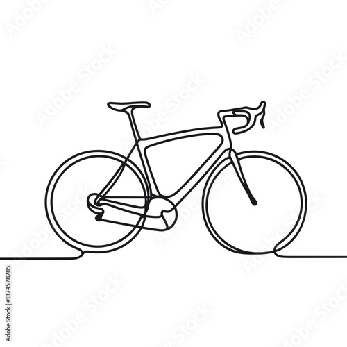 Minimalist illustration of a bicycle in a continuous line style  