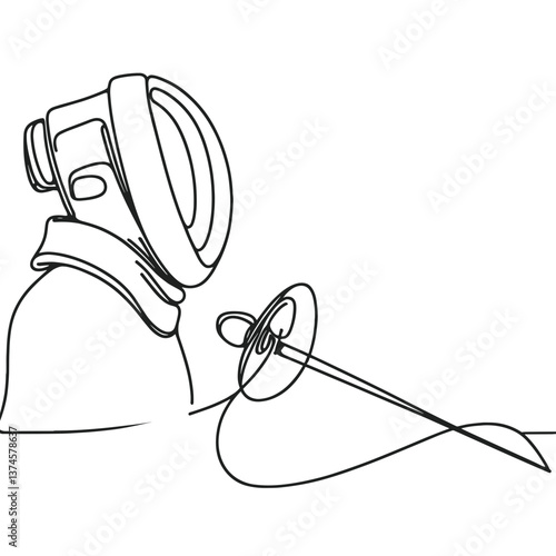 Line Art of Diver Sewing with Needle and Thread  