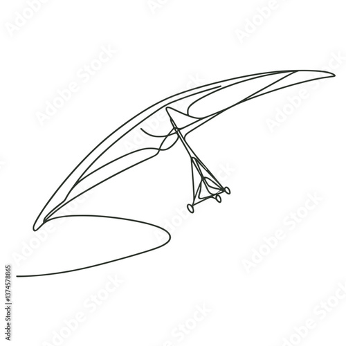 Minimalist outline of a hang glider in flight  