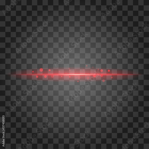 Red light effect isolated on transparent background. Vector illustration.