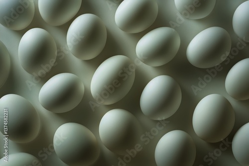 Fresh White Eggs Arranged in Cartons Ready for Sale at a Market or Grocery Store