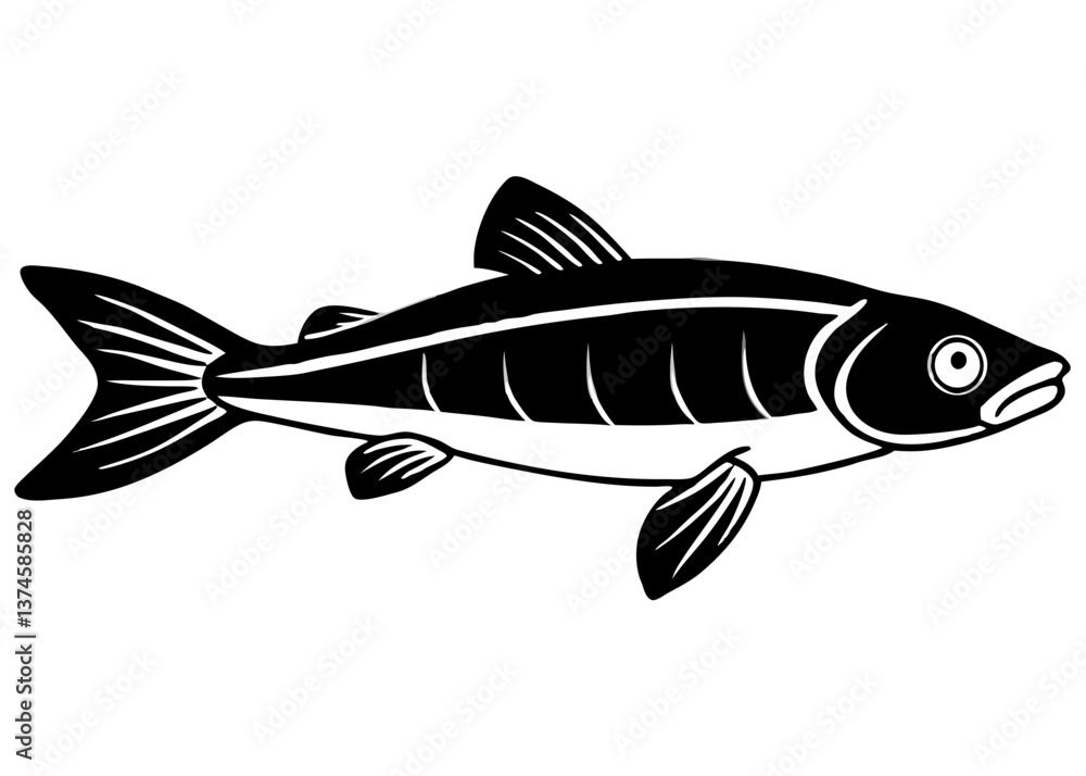 Fototapeta premium Simple fish illustration on a white background