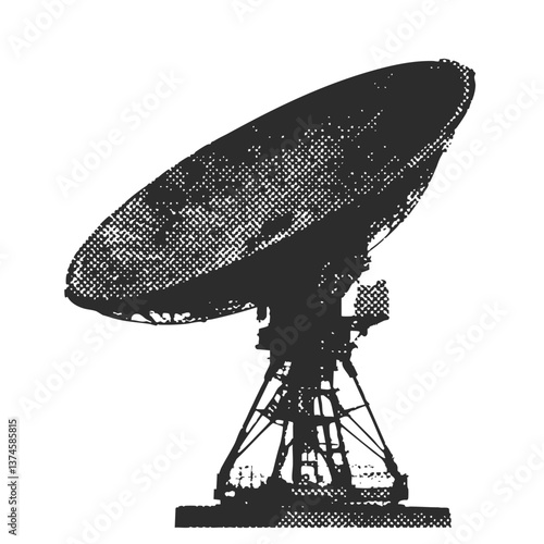 Satellite dish communication halftone grunge vector design element