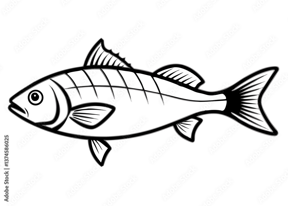 Simple vector illustration of a fish on a white background Simple vector illustration of a fish on a white background