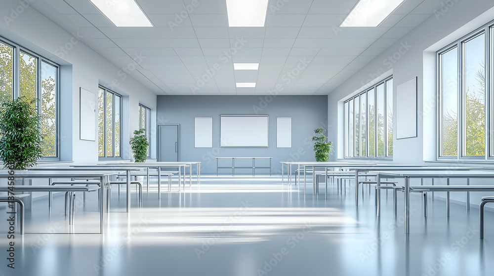 Fototapeta premium Modern Spacious Office Workspace with Natural Light and Contemporary Design