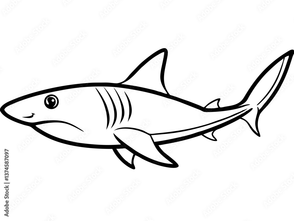 Fototapeta premium Shark and Fish Vector Illustration in the Ocean
