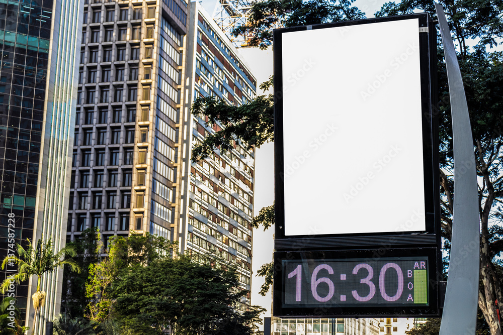 Billboard blank mock up in the city of Sao Paulo. Use this photo day mockup for your outdoor design.