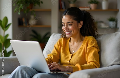 young woman using laptop computer